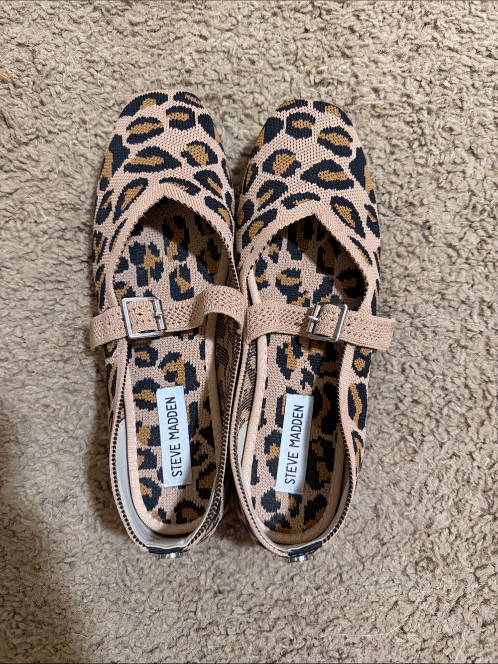 Steve Madden Leopard Print Mary Jane Flats in Tan and Black